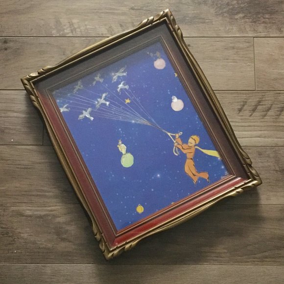 Vintage Wooden Handmade Shadow Box Frame with 'Le Petit Prince' Print - Picture 1 of 14